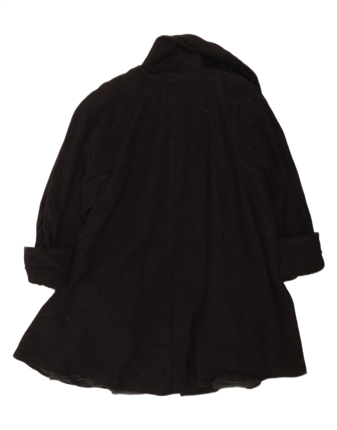 Louis Feraud Dame Overfrakke UK 14 Large Black Virgin Wool Classic
