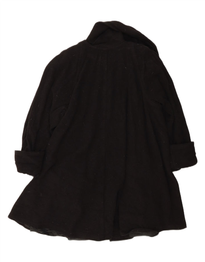 Louis Feraud Dame Overfrakke UK 14 Large Black Virgin Wool Classic