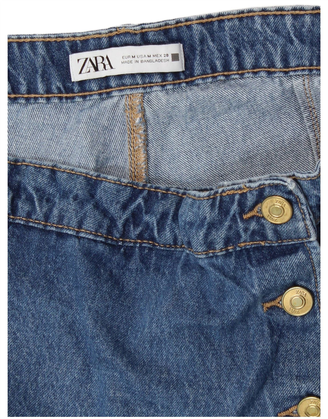 Zara Dame High Waist Denim Hot Pants Medium W28 Blå