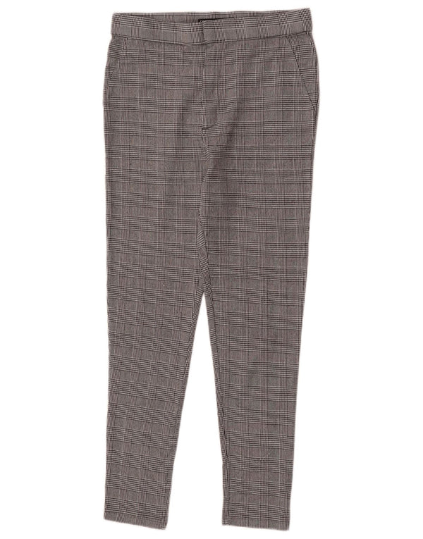 Zara Dame Slim Fit Chino Bukser Large W30 L26 Grå Plaid Viscose