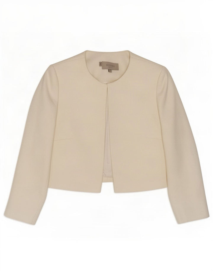 Hobbs Dame 3/4-ærmet åben Bolero-jakke UK 8 Small White Polyester