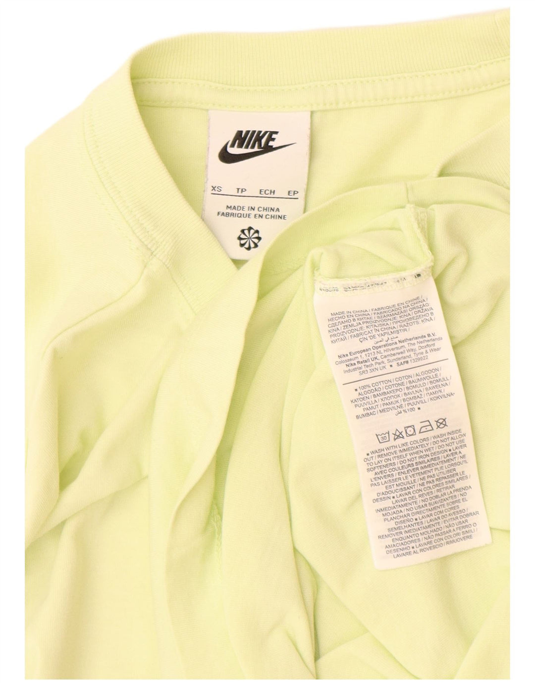 Nike T-shirt top XS gul bomuld til mænd