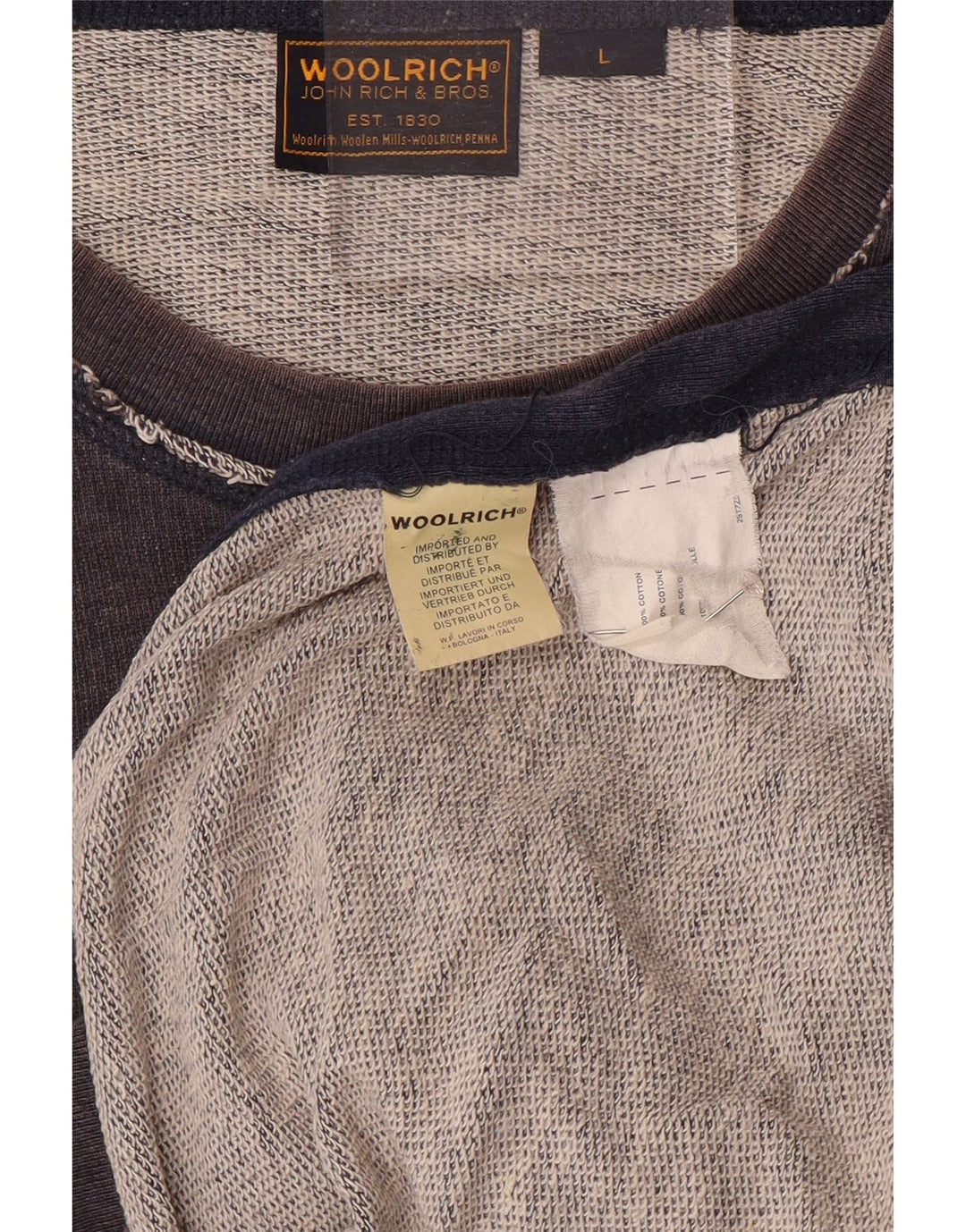 Woolrich Mens Graphic Sweatshirt Jumper Large Navy Blue Cotton