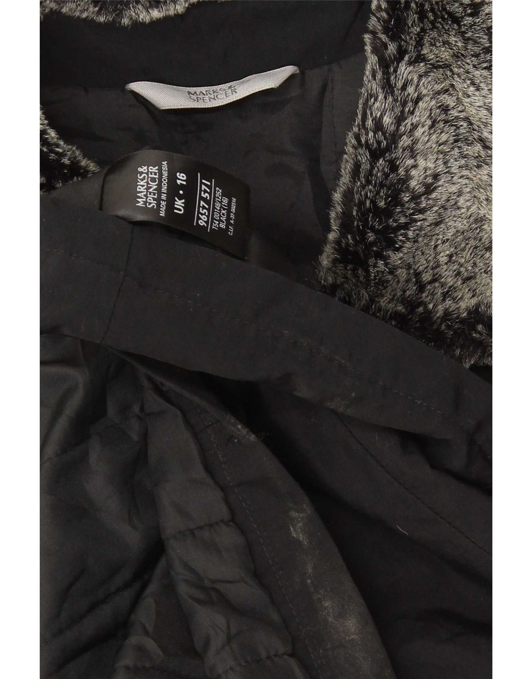 Marks & Spencer Dame Oversized Polstret Jakke UK 16 Stor Sort Akryl