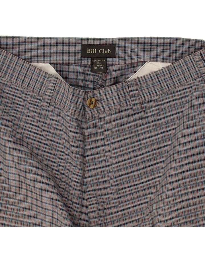 VINTAGE Chino Shorts til mænd W32 mellemgrå ternet bomuld