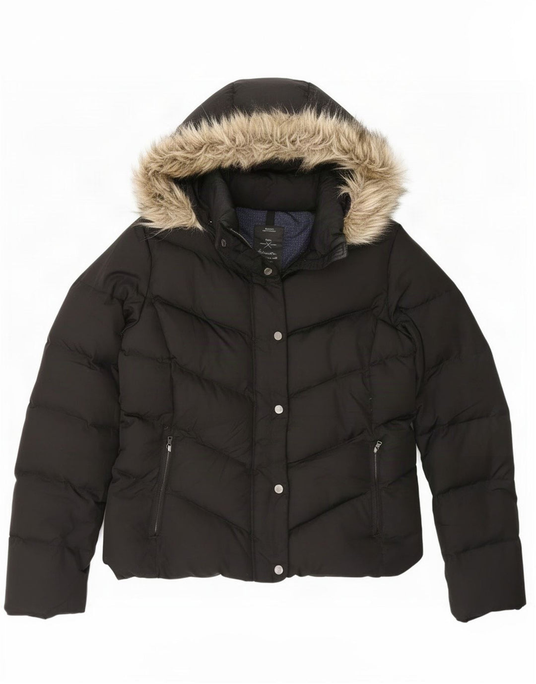 Gap Polstret hættejakke til kvinder UK 14 Medium Sort Polyester