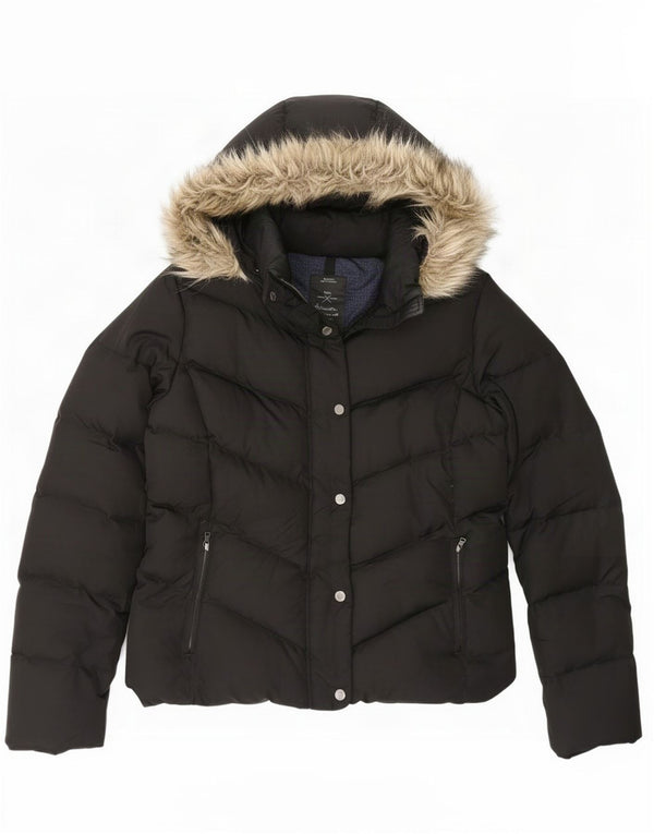 Gap Polstret hættejakke til kvinder UK 14 Medium Sort Polyester