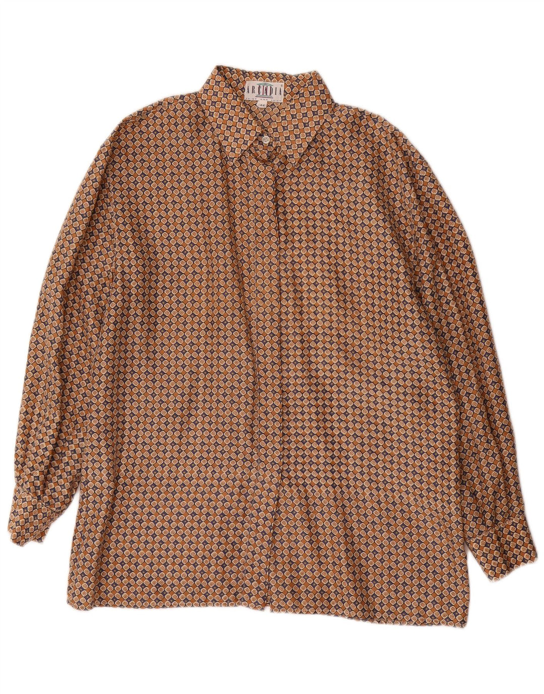 Arcadia skjortebluse til kvinder IT 44 Mellembrun blomstersilke