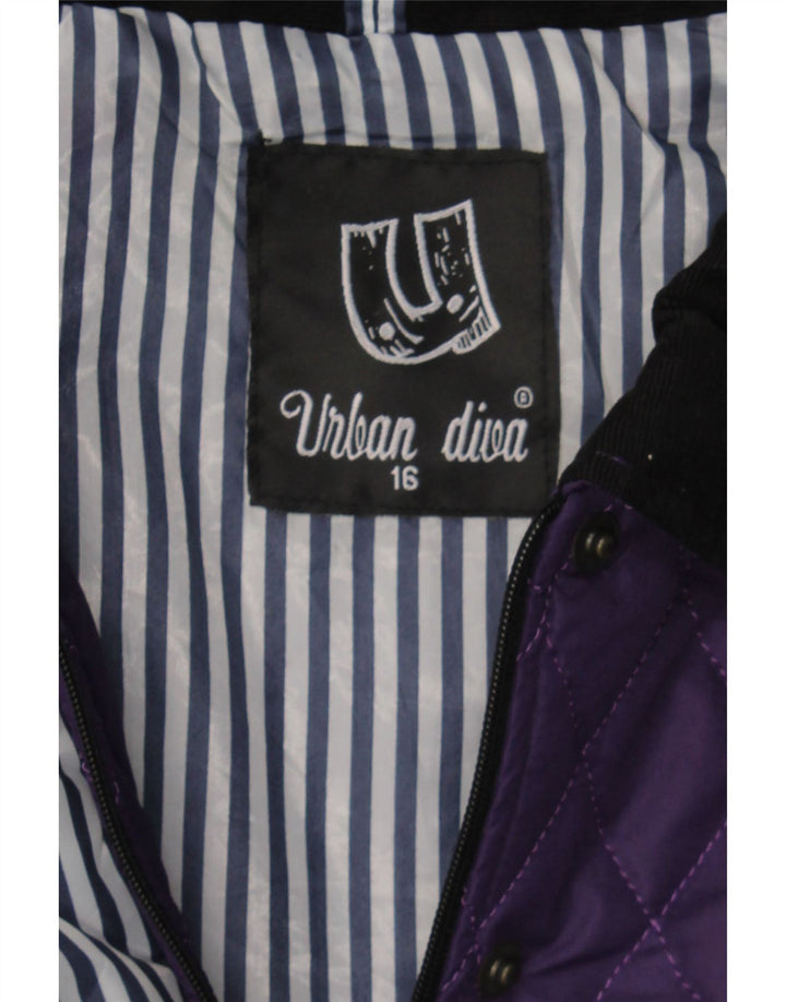 URBAN DIVA Womens Quilted Jacket UK 16 Large Purple Polyester Vintage Urban Diva and Second-Hand Urban Diva from Messina Hembry 