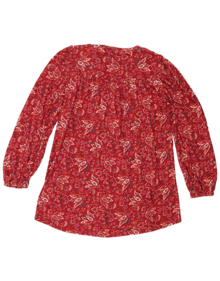 Fat Face Dame Oversized Shirt Bluse UK 8 Small Red Floral Bomuld