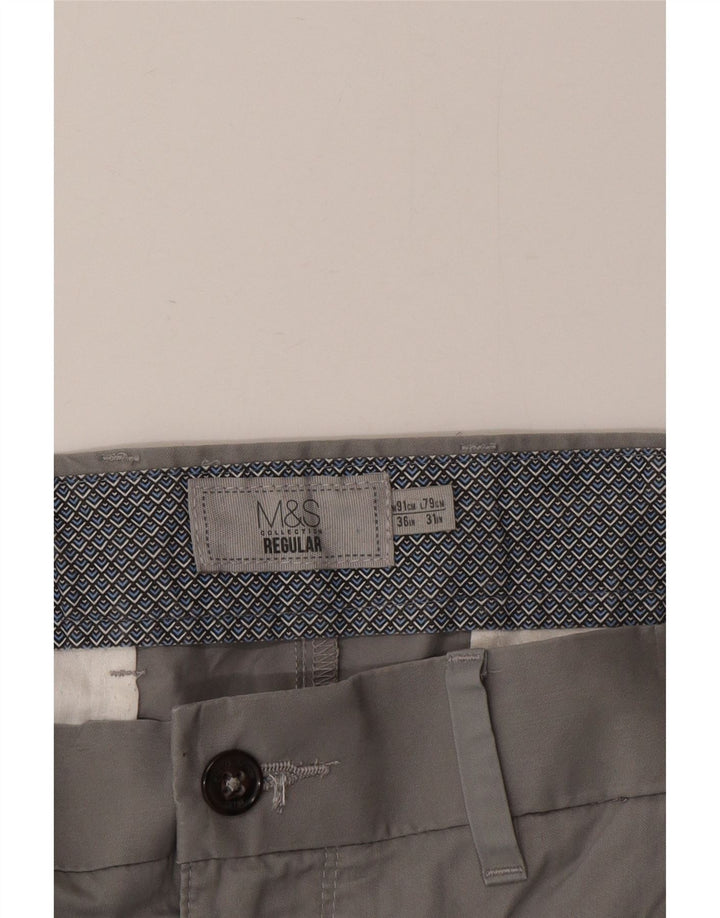 Marks & Spencer Herre Regular Chino Bukser W36 L31 Grå Bomuld