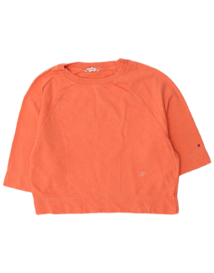 Tommy Hilfiger dame sweatshirt med 3/4 ærmer UK 14 Medium Orange
