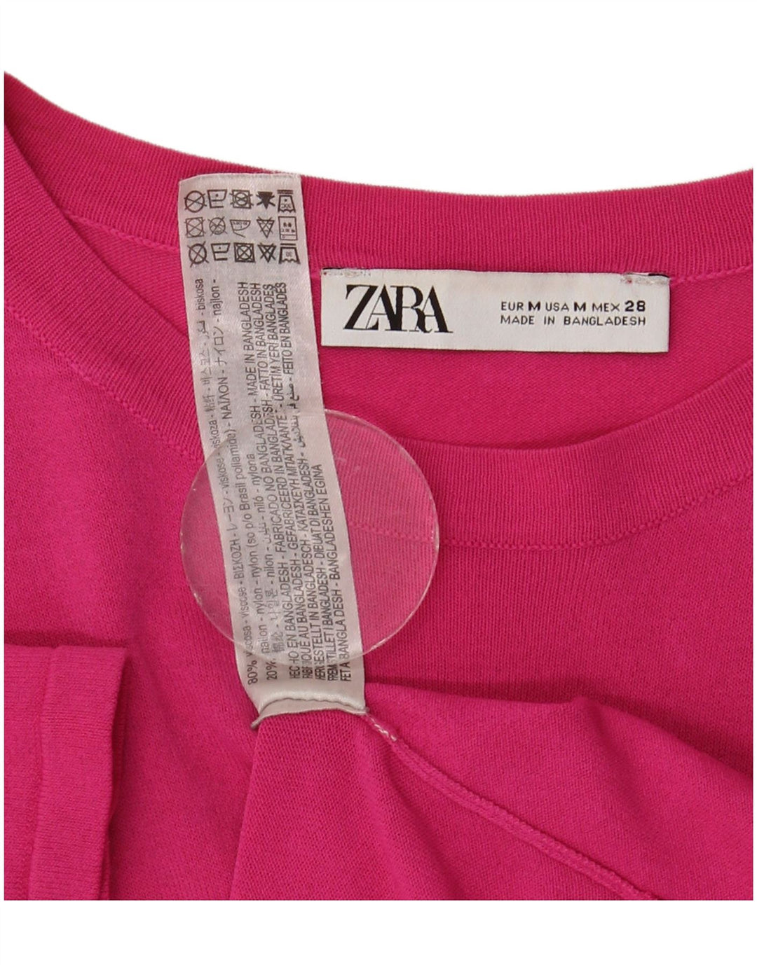 Zara T-Shirt Top UK 12 Medium Pink Viscose
