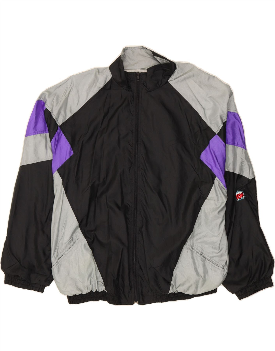 VINTAGE Mens Tracksuit Top Jacket XL Black Colourblock Vintage Vintage and Second-Hand Vintage from Messina Hembry 