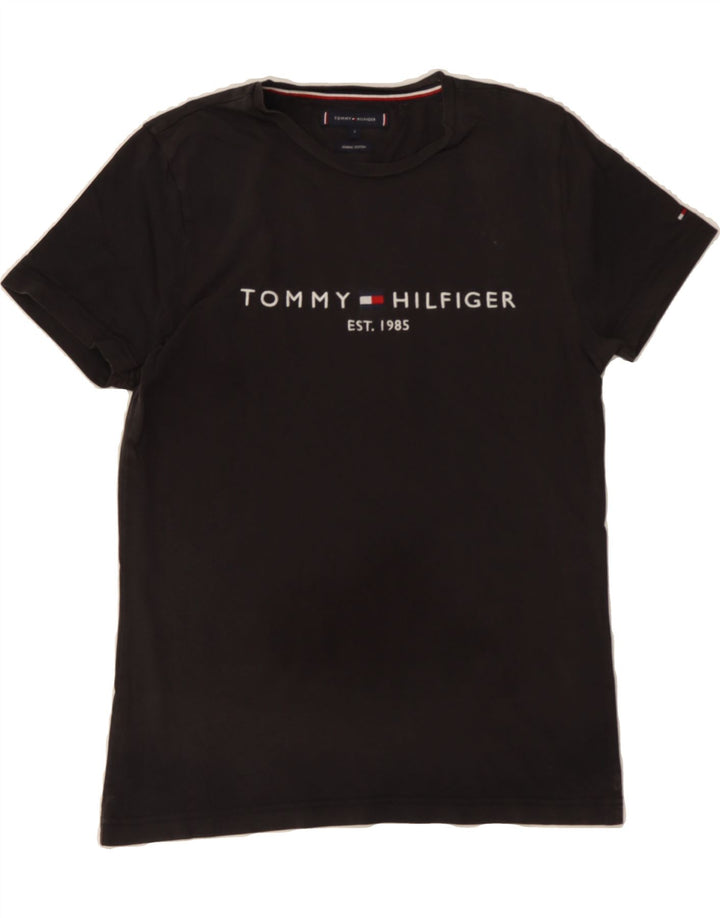 TOMMY HILFIGER Mens Graphic T-Shirt Top Small Black Cotton Vintage Tommy Hilfiger and Second-Hand Tommy Hilfiger from Messina Hembry 