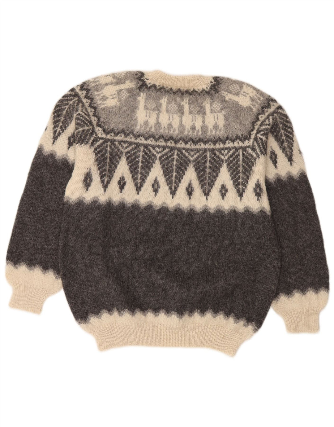 Vintage herre sweater med rund hals, lille grå Fair Isle