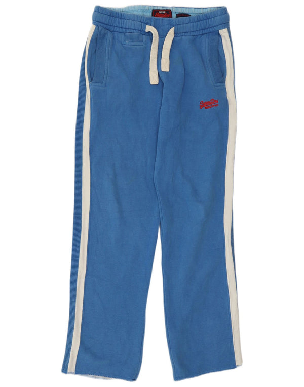 Superdry Mens Tracksuit Trousers Medium Blue Colourblock Cotton