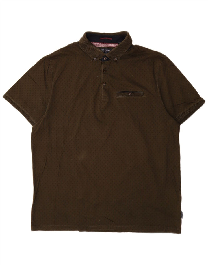 Ted Baker herre poloshirt str. 5 XL Khaki plettet bomuld