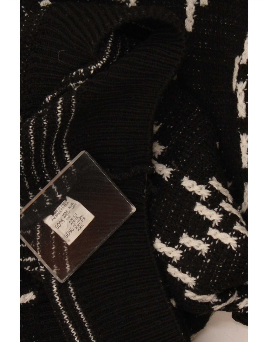 Vintage Herre Crew Neck Jumper Sweater XL Sort Argyle/Diamond Wool
