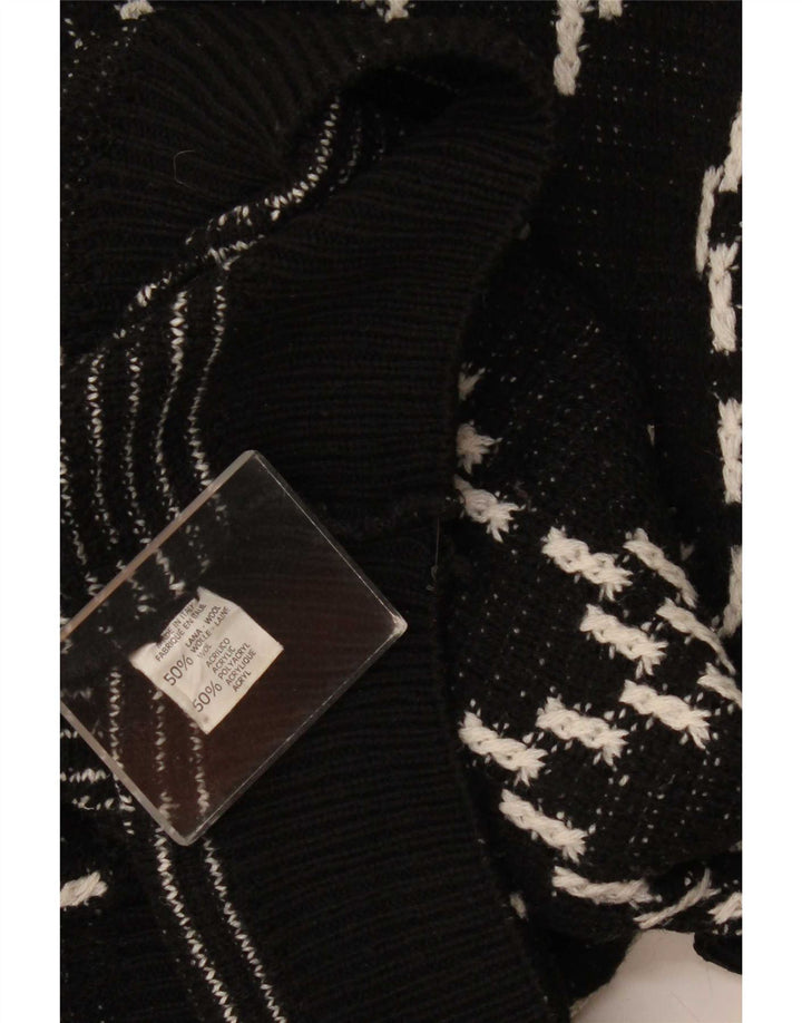 Vintage Herre Crew Neck Jumper Sweater XL Sort Argyle/Diamond Wool