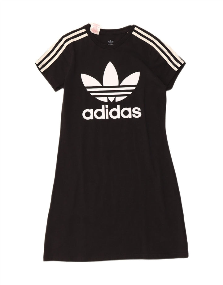 ADIDAS Piger Grafisk T-Shirt Kjole 13-14 År Sort Bomuld