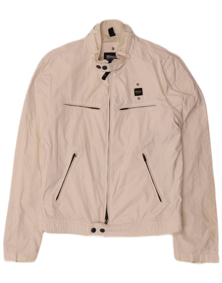 Blauer Womens Bomber Jacket UK 10 Small White Nylon