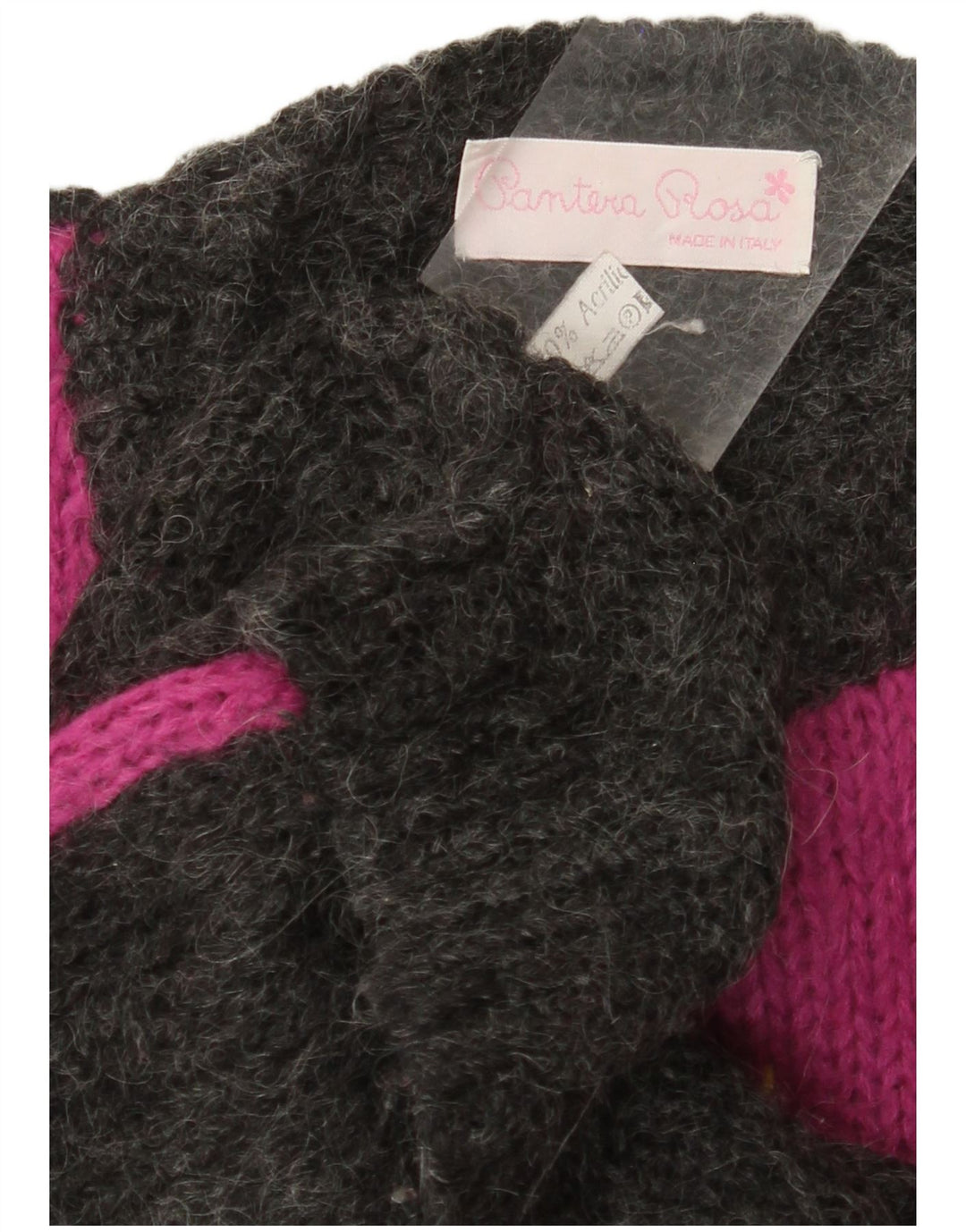 VINTAGE Dame sweater med rund hals DK 14 Stor grå farveblok