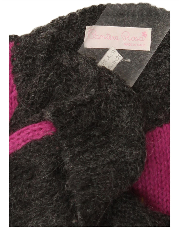 VINTAGE Dame sweater med rund hals DK 14 Stor grå farveblok