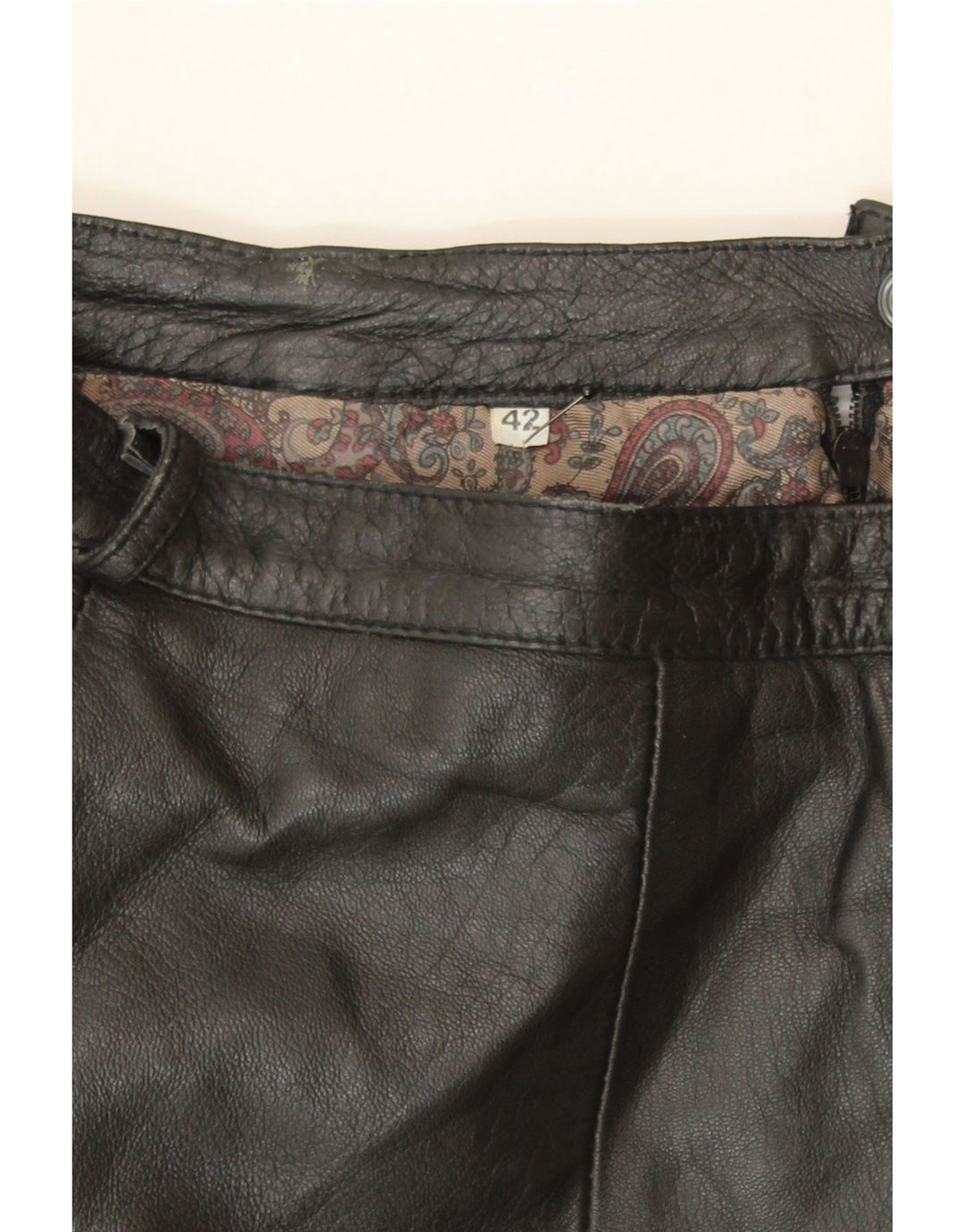 VINTAGE Womens Leather Skirt IT 42 Medium W28  Black Leather Vintage Vintage and Second-Hand Vintage from Messina Hembry 