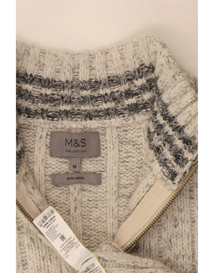 Marks & Spencer Herre sweater med lynlåshals mellembeige flækket akryl