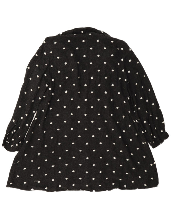 Zara Dame Langærmet Tiered Dress UK 14 Medium Grey Spotted Viscose