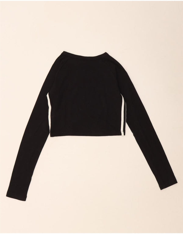 Adidas Womens Crop Graphic Top Langærmet UK 8 Small Black Bomuld