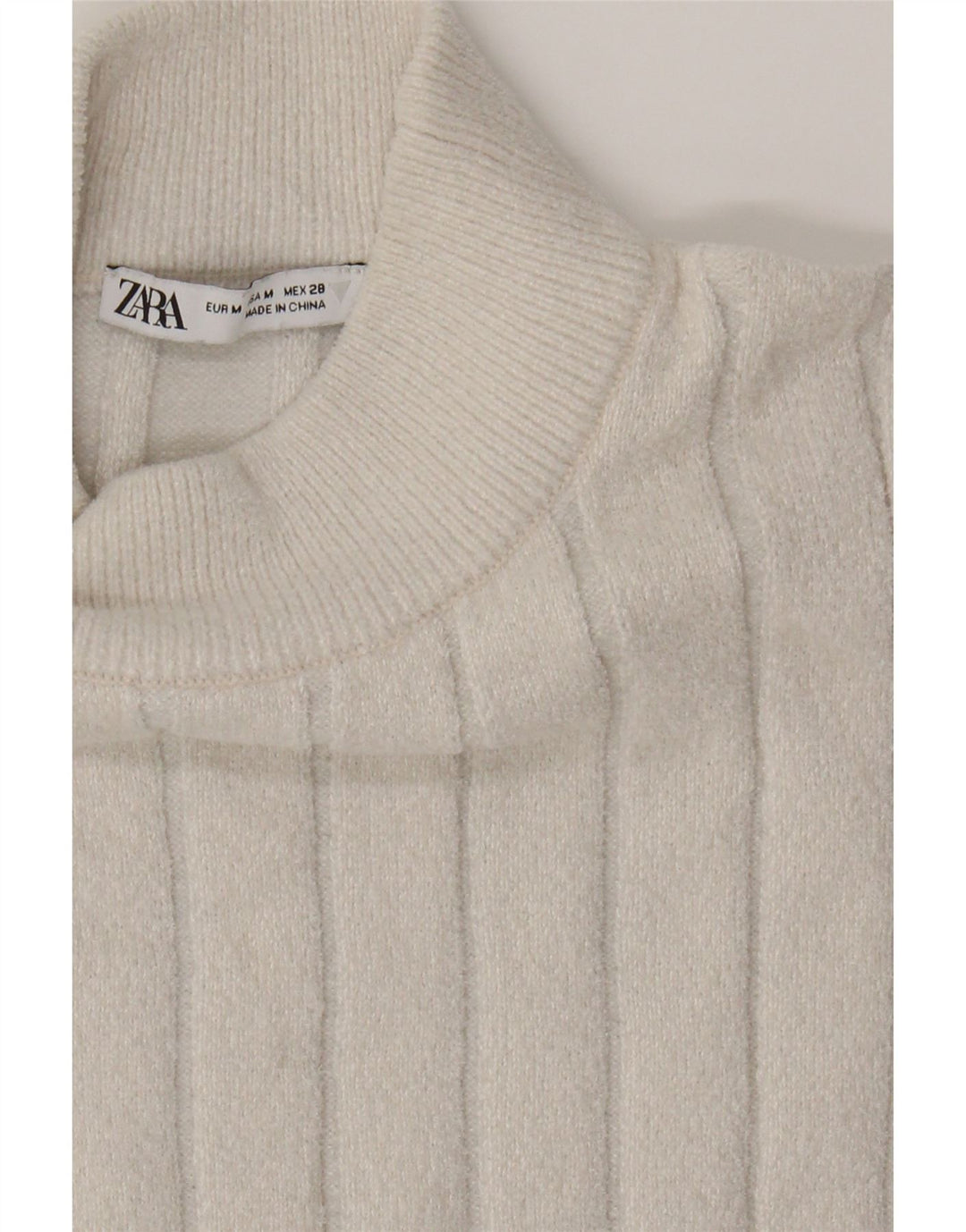 ZARA Womens Short Sleeve Turtle Neck Jumper Sweater UK 12 Medium White Vintage Zara and Second-Hand Zara from Messina Hembry 