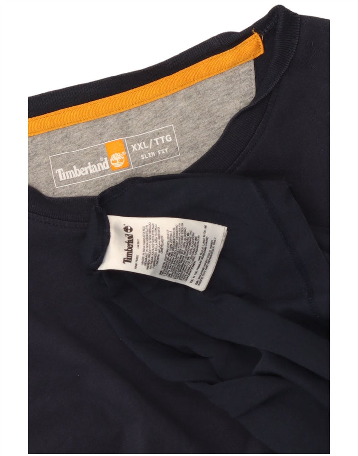 Timberland Herre Slim Fit T-Shirt Top 2XL Marineblå Bomuld