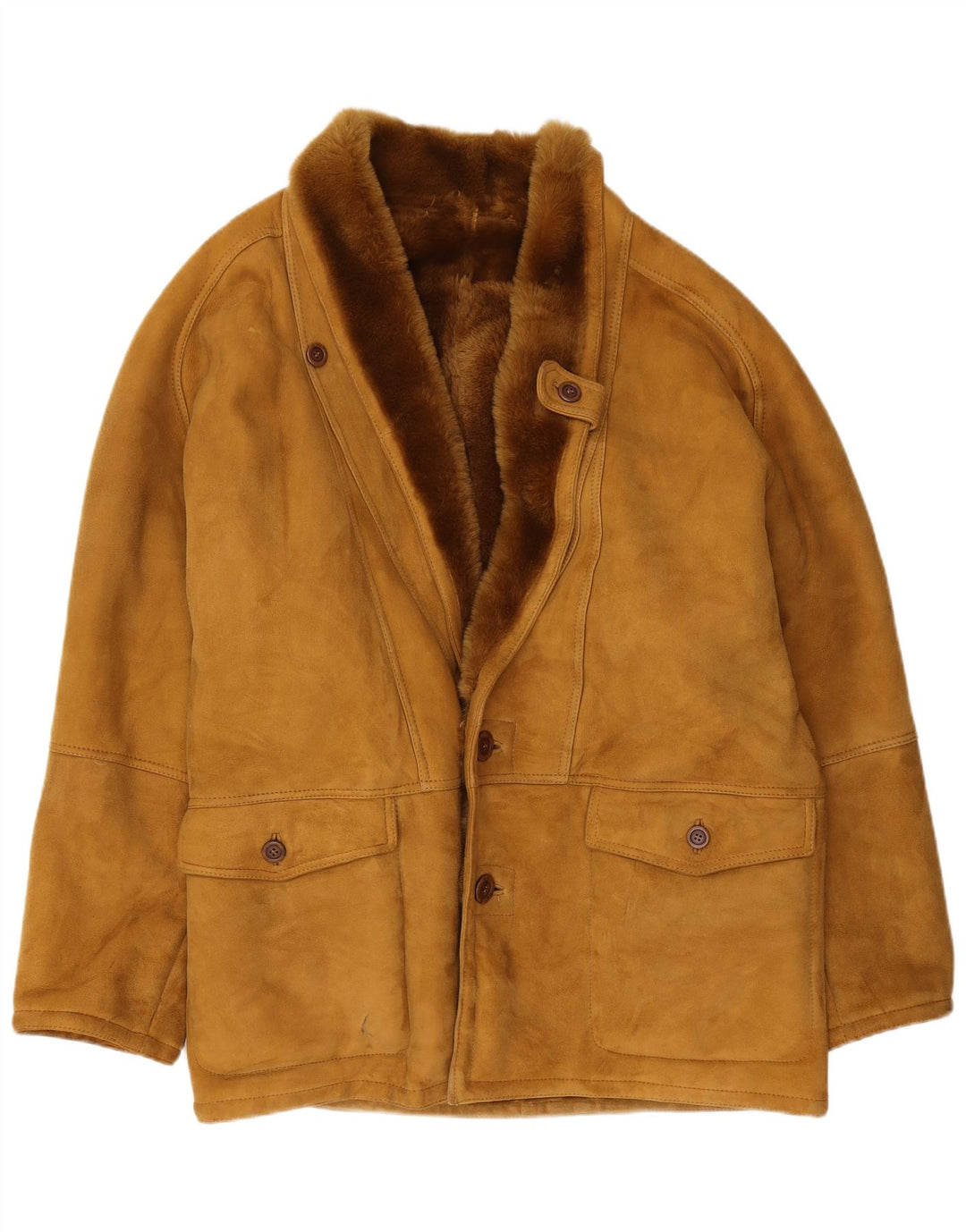 Vintage Herre Shearling Jacket IT 52 XL Brun