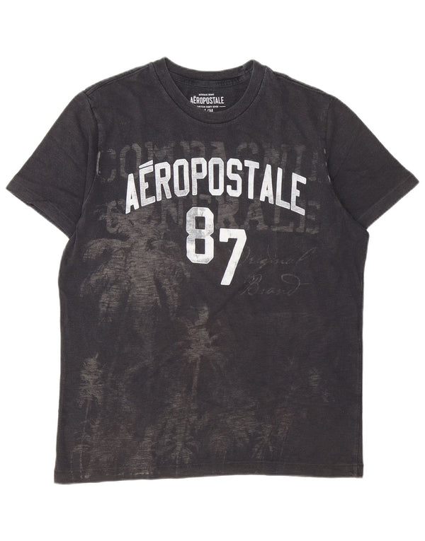 Aeropostale Herre grafisk T-shirt Top Medium Sort Bomuld