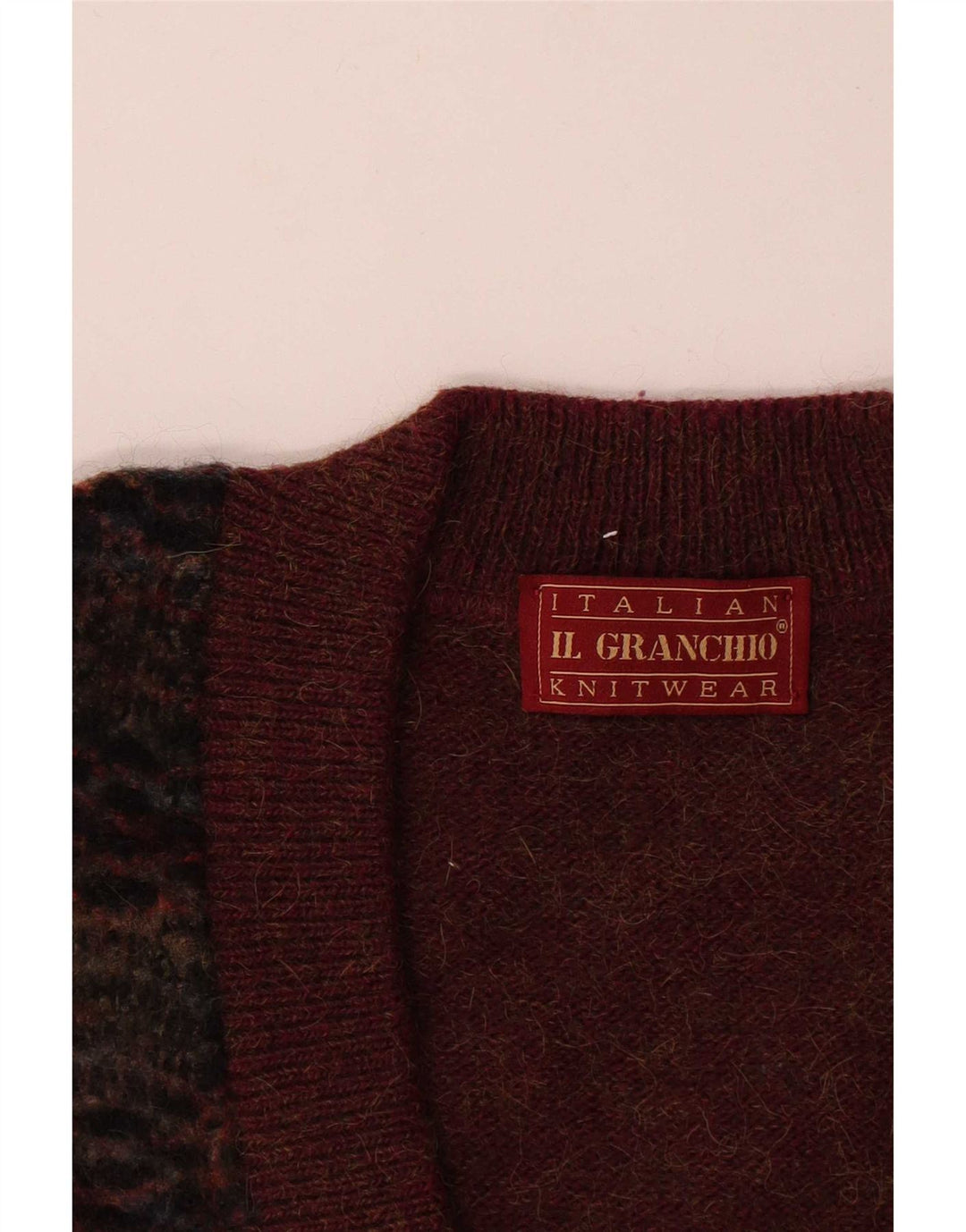 Il Granchio Herre Cardigan Sweater Stor Bourgogne Geometrisk
