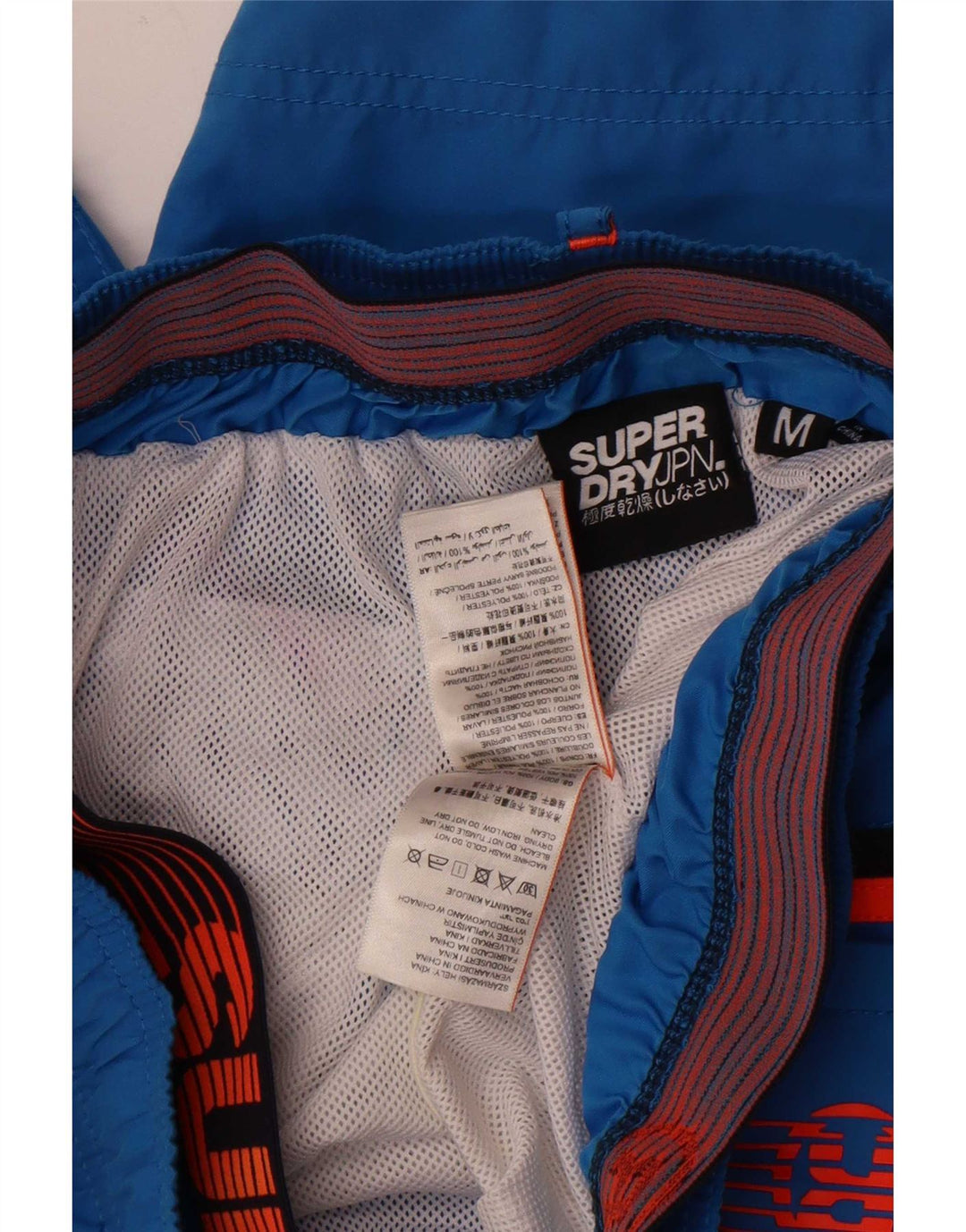 Superdry grafiske badeshorts til mænd mellemblå polyester