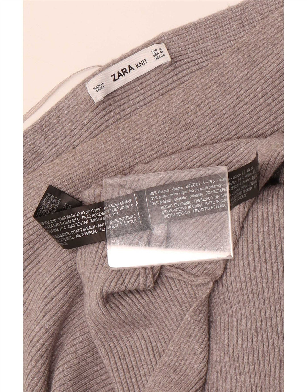 Zara Dame Batwing Boat Neck Jumper Sweater UK 12 Medium Grey Viscose