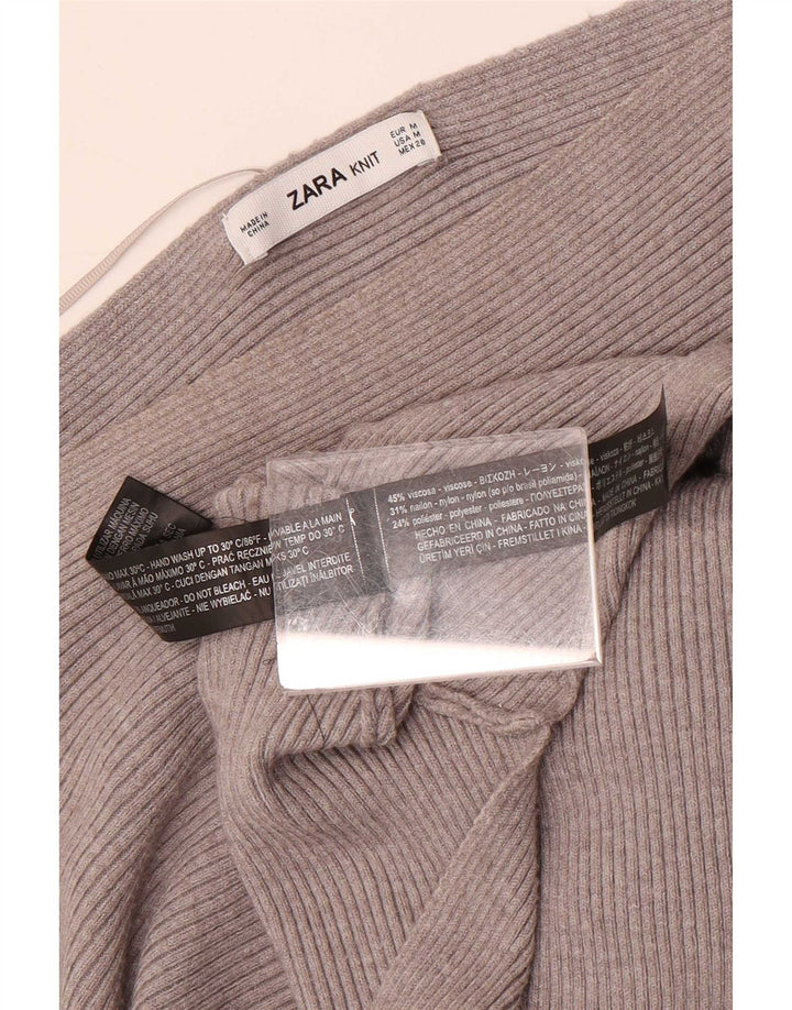Zara Dame Batwing Boat Neck Jumper Sweater UK 12 Medium Grey Viscose