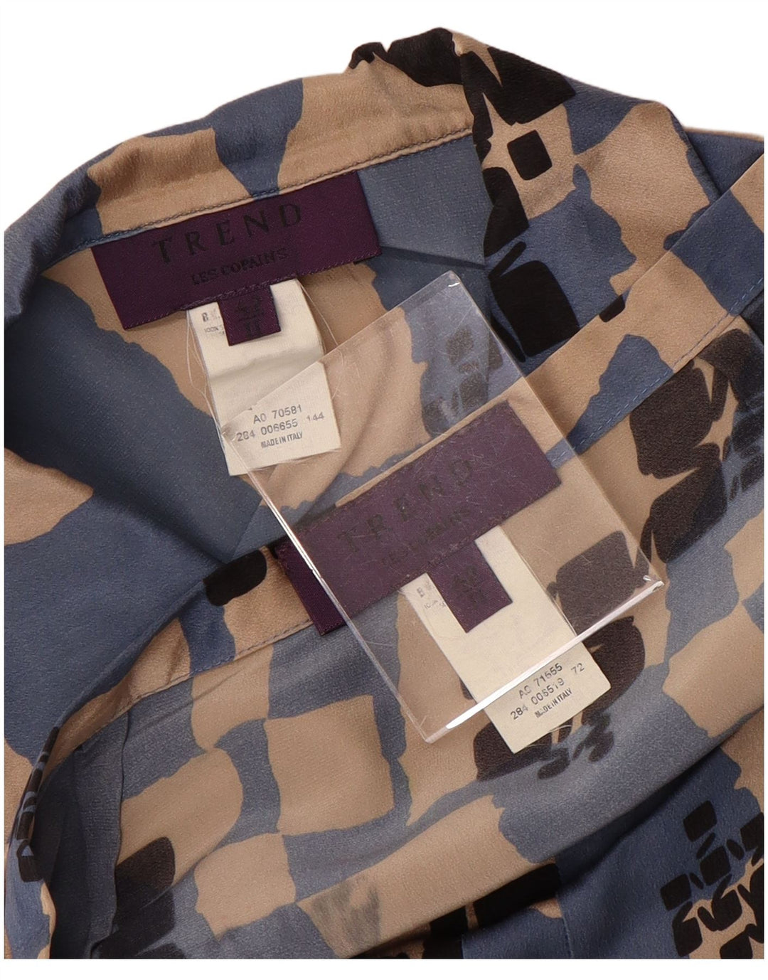 LES COPAINS Dame 2-delt nederdelsæt IT 42 Medium W28 Blå Geometrisk Silke