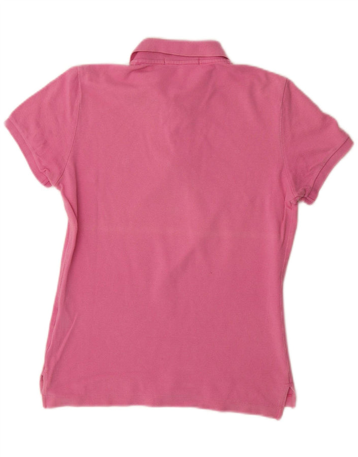 RALPH LAUREN Dame Skinny Polo Shirt UK 12 Medium Pink Bomuld