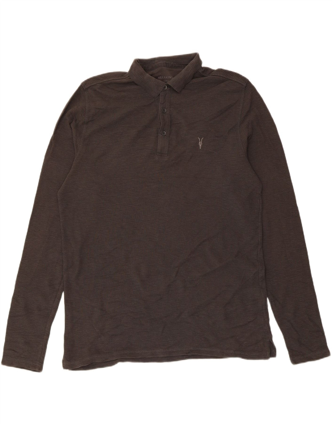 All Saints Langærmet herre poloshirt mellemgrå bomuld