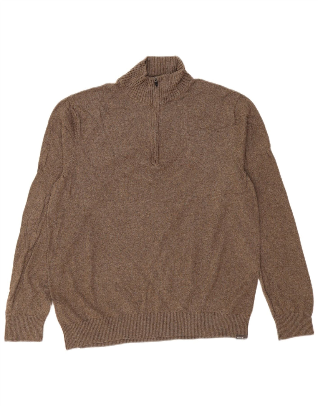 EDDIE BAUER Sweater med lynlås til mænd Stor brun bomuld