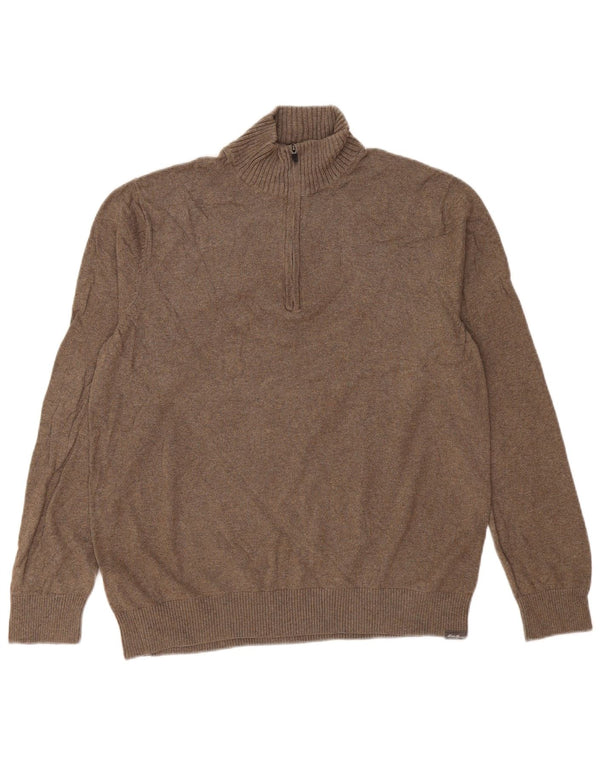 EDDIE BAUER Sweater med lynlås til mænd Stor brun bomuld