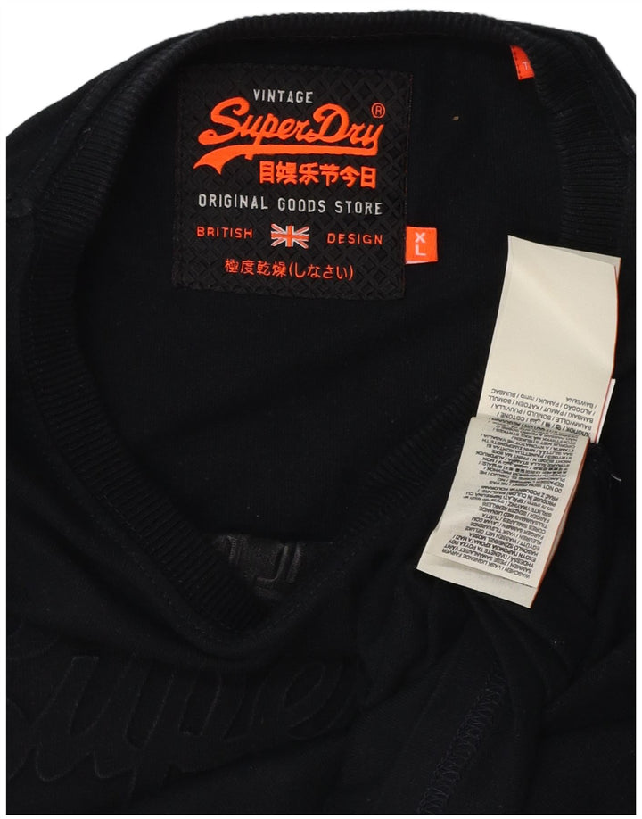 SUPERDRY Herre grafisk T-shirt top XL sort bomuld