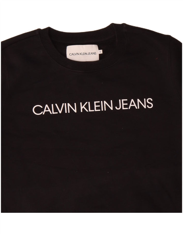CALVIN KLEIN JEANS Dame Oversized Sweatshirt Jumper UK 10 Lille Sort