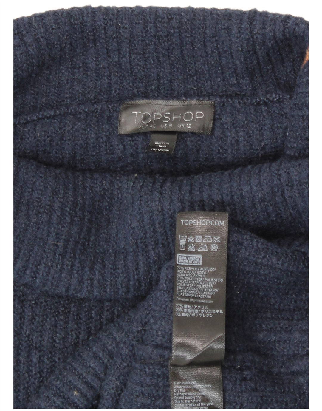 Topshop Dame Oversized rullehals sweater UK 12 Medium Navy Blue
