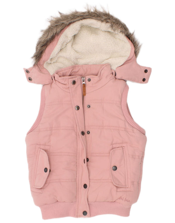 Fat Face Piger Hætte Polstret Gilet 8-9 år Pink Polyester