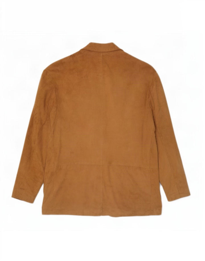 Vintage dame 3-knaps ruskindsblazerjakke UK 14 medium beige læder